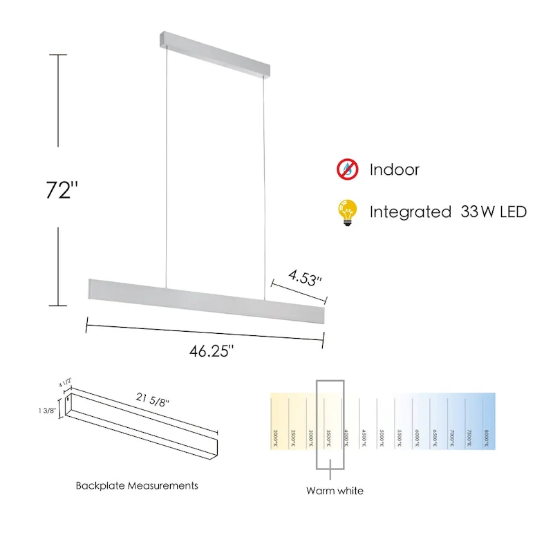 Strick & Bolton Eugene Brushed Aluminum Metal Linear LED Pendant