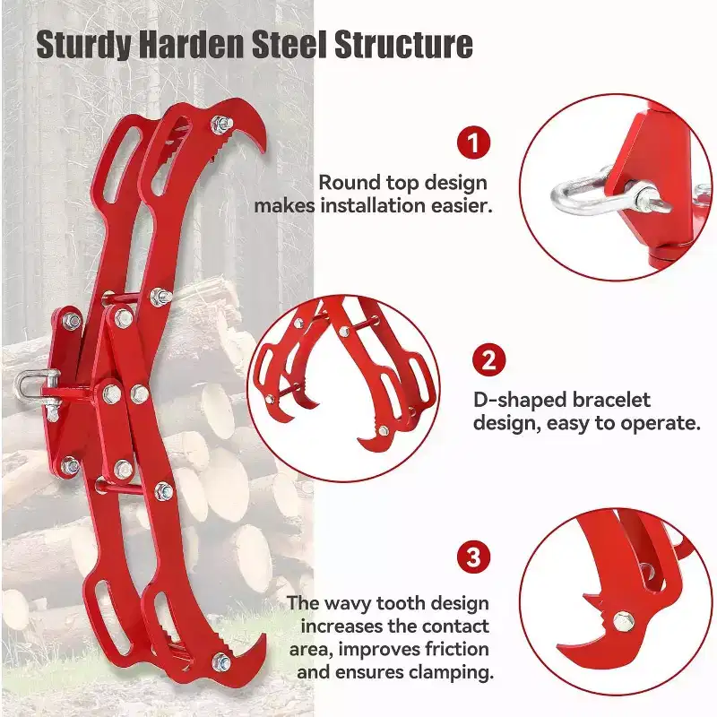 Garvee 28 Inch Heavy Duty Log Lifting Tongs, 4-Claw Steel Grabber with Swivel Head, Wood Lifting & Dragging Tool, 3000LB Capacity