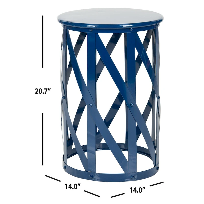 SAFAVIEH Soultana Grey Lattice Iron Stool - 14 x 14 x 20.7 - 14Wx14Dx20H