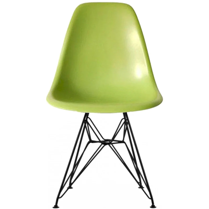 Modern Plastic Accent Designer Side Dining Matte Chair With Dark Black Wire Chrome Legs Base