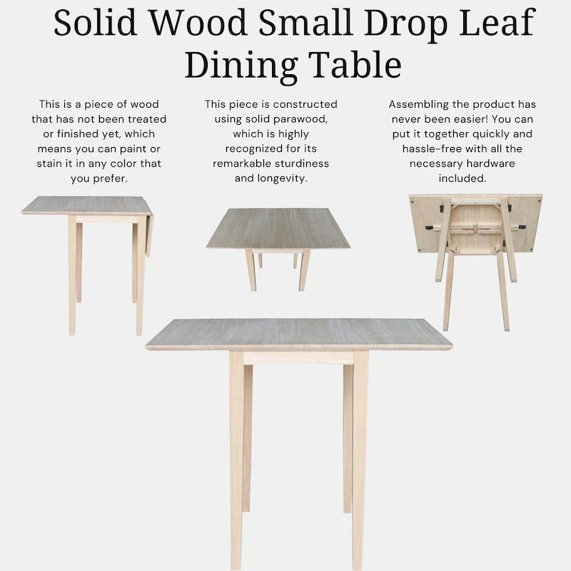 International Concepts Small Drop Leaf Shaker Style Dining Table