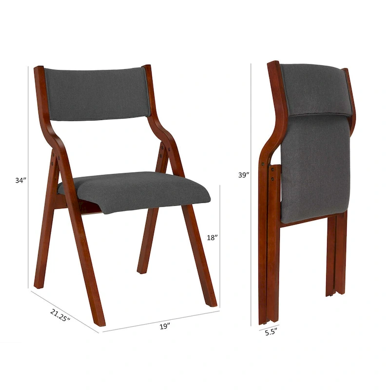 Upholstered folding Dining chair set of 2