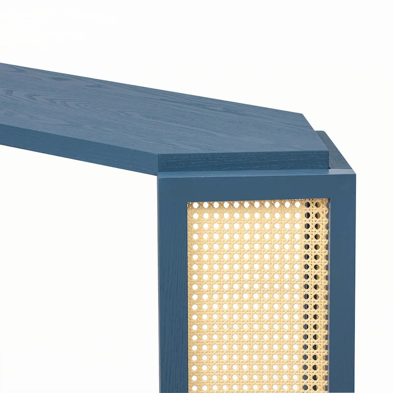 Narrow Console Table with Open Shelf,Antique Blue