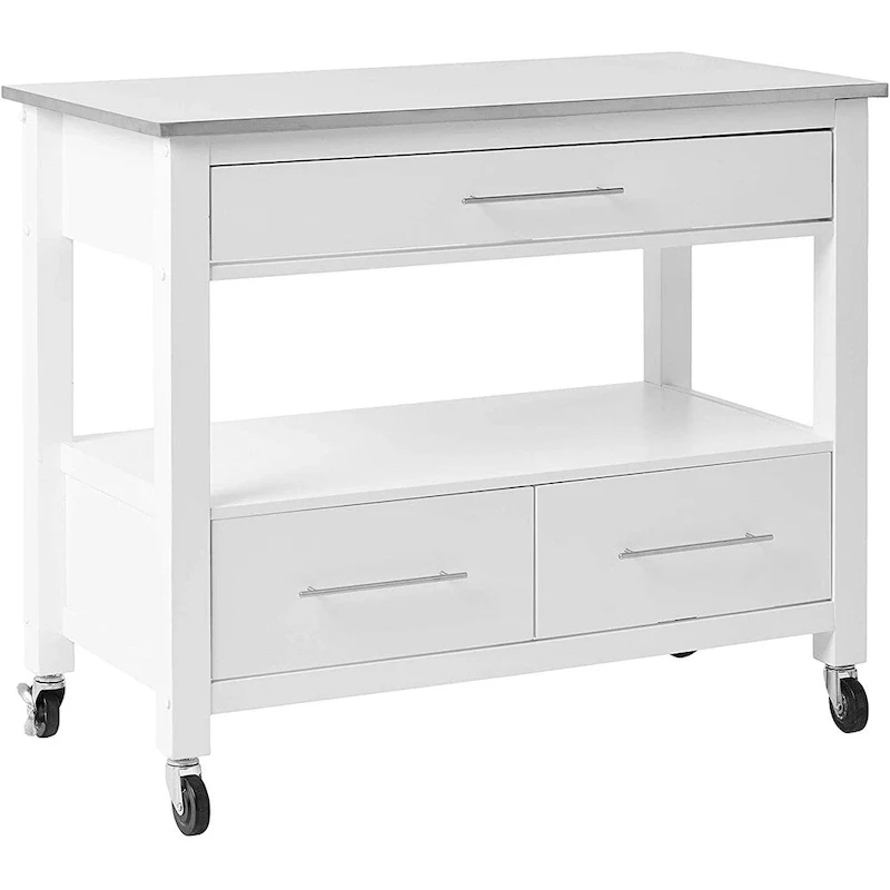 Ottawa Kitchen Cart, Stainless Steel & White