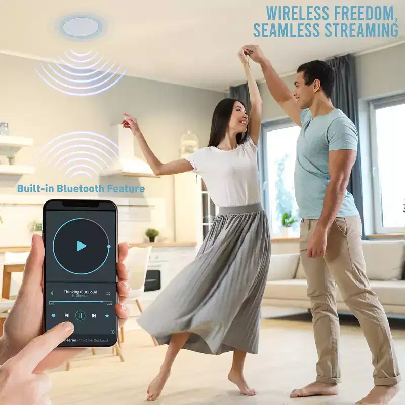 Bluetooth Ceiling/Wall Speakers for Streaming with 5.25 Drivers, Wireless Connectivity, Compatible with All Devices