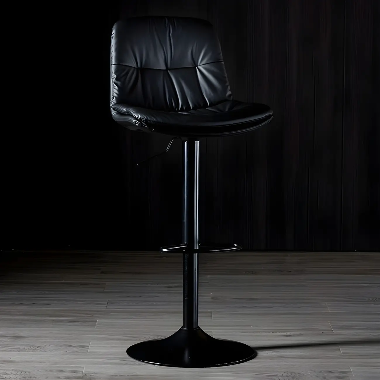 Adjustable Leather Low Back Swivel Bar Stool