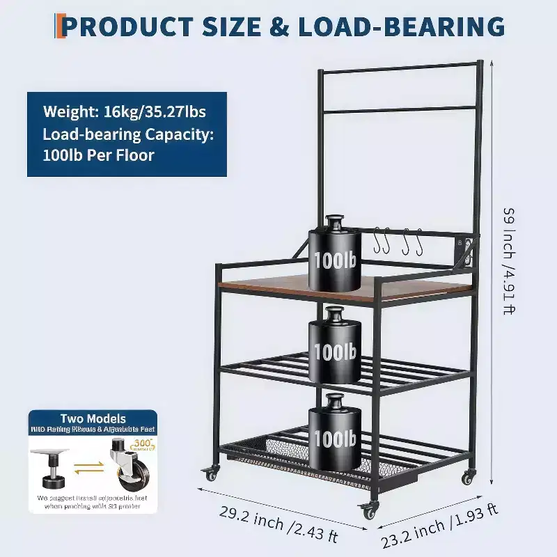 GustoWave Printer Rack, 3D Printer Table, Rolling Stand Organizer, Heavy Duty Shelf Hold Desk for Filament Spools, Home Offices