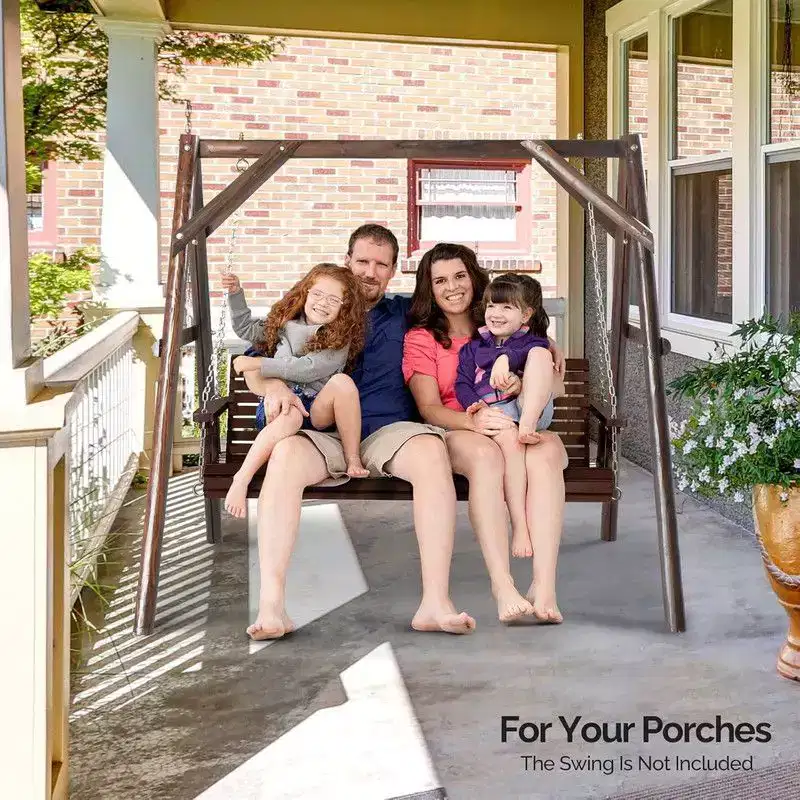 Karl Home 76 in. 2-Person Tan Wood Porch Patio Swing Stand Suitable for 4 ft. Swing