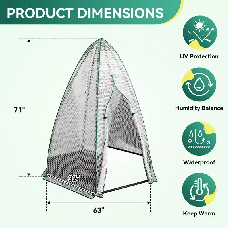 UPTIOT All-Season Greenhouse with Roll-Up Mesh Window & Multi-Weather Protection