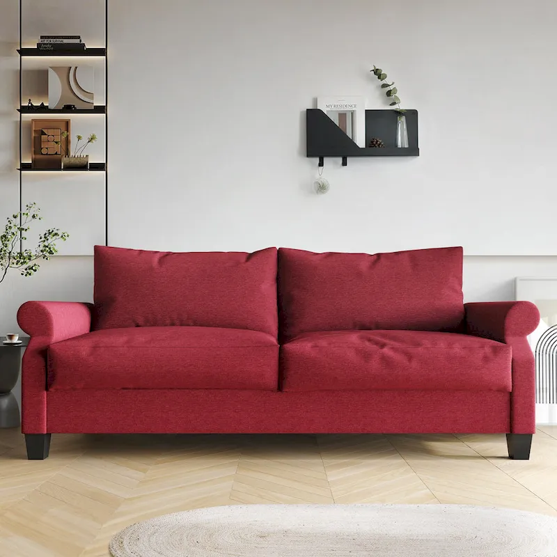 Red / Beige / Grey / Blue Linen Upholstered Sofa, 2.5-Seater