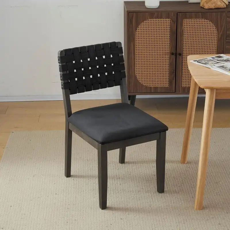 Mid Century Modern Wooden Dining Chairs Set of 2