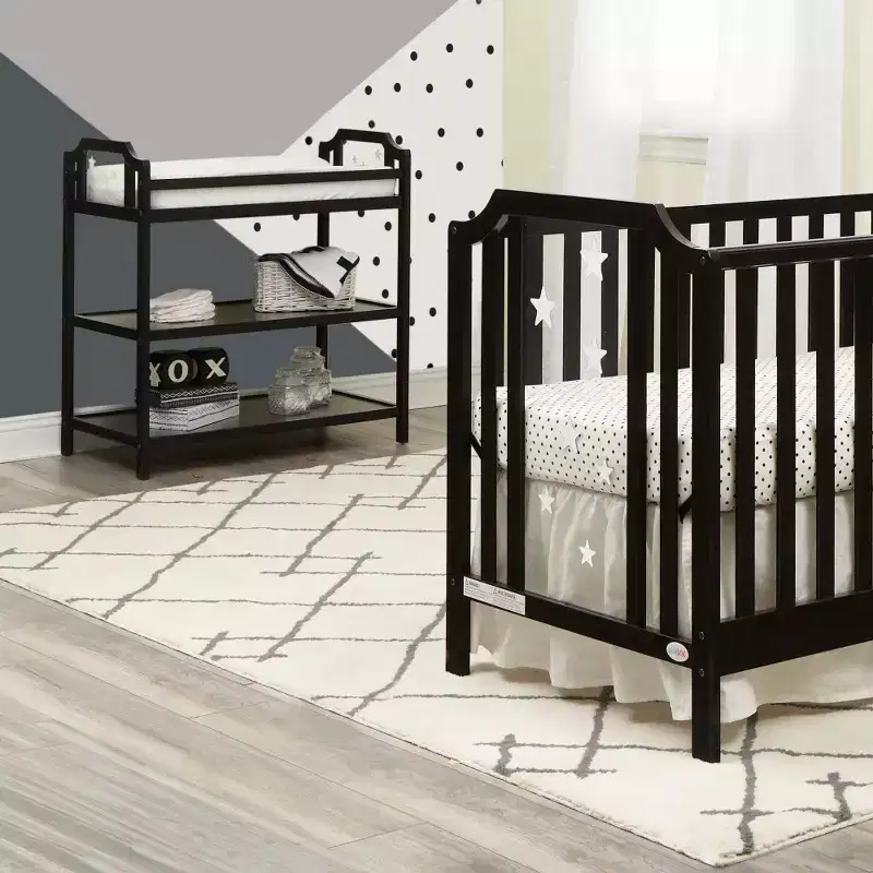 Whisen Baby Changing Table, Safe, Crib-Coordinating & Long-Lasting Versatility - Black