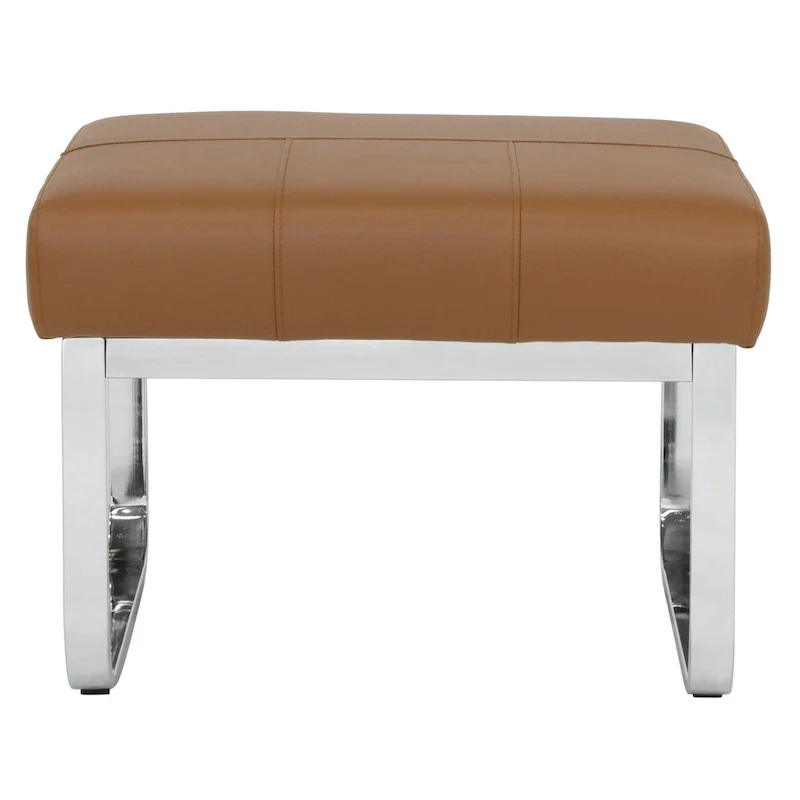 Studio Designs Home Allure Rectangular Metal Blended Leather Modern Ottoman