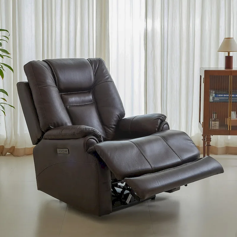 Genuine Top Grain Adjustable Headrest Extendable Footrest Zero Gravity Reclin Power Recliner