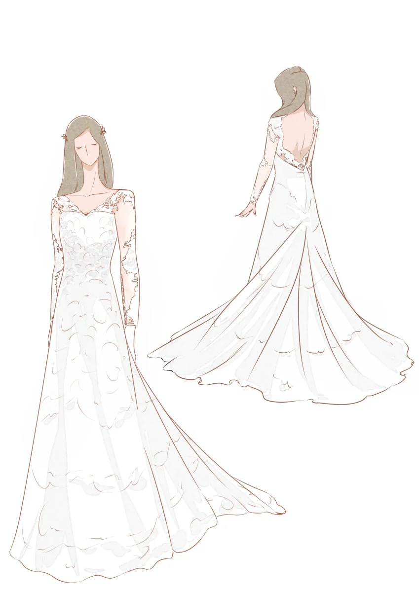 Brilliant Lace Bohemian Deep-V Back Cathedral Train Wedding Dress