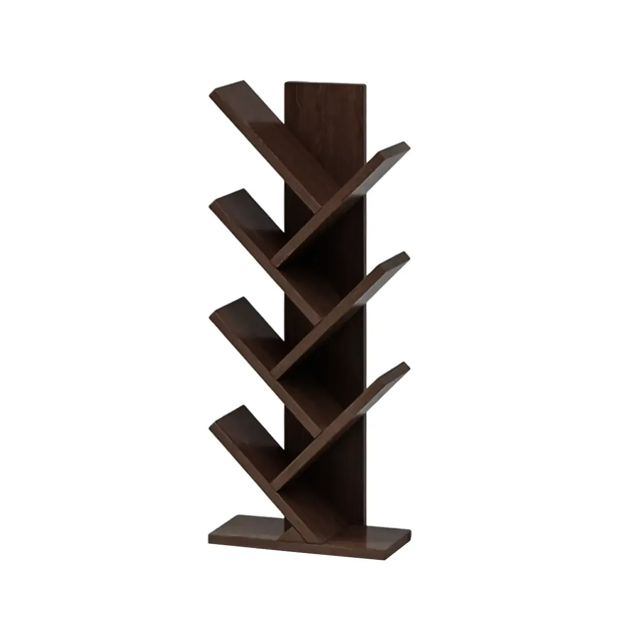 Black Wood Tree-Shaped Vertical Display Bookcase