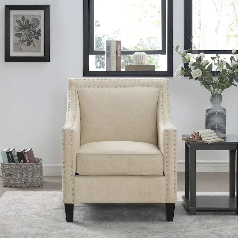 Erica Accent Armchair with Chrome Nailhead Trim