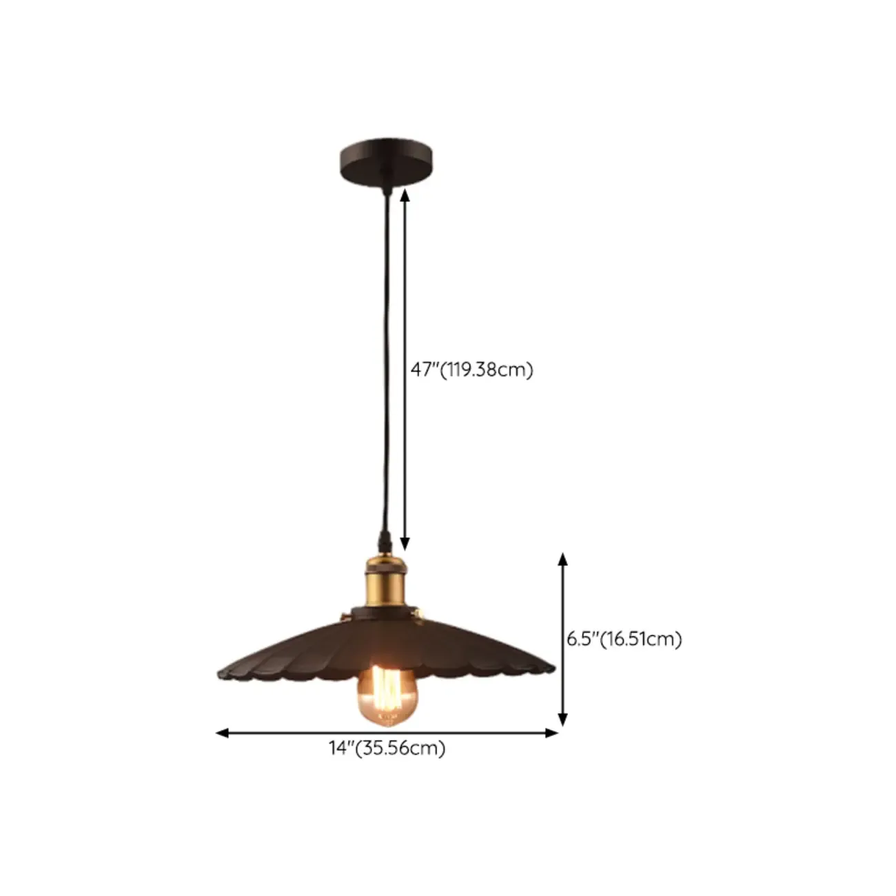 Industrial Adjustable Black Round Pendant light