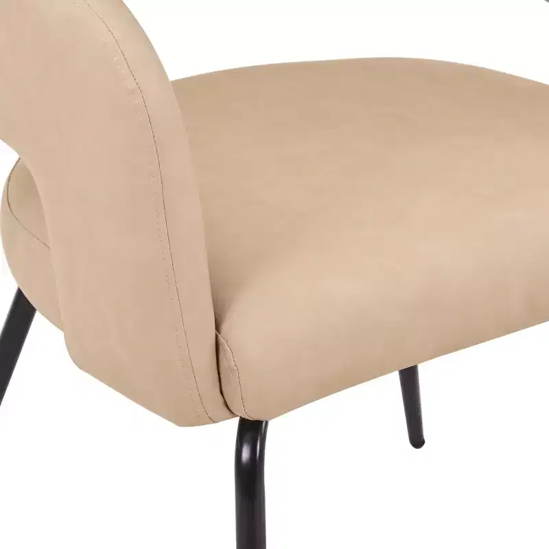 LeisureMod Dining Chair Upholstered in Velvet/Leather with Open Curved Backrest and Powder-Coated Iron Legs Gavin Collection Set of 2