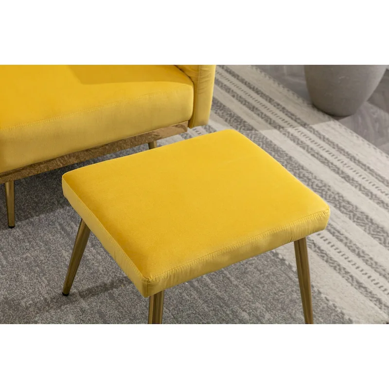 Velvet Accent Chair with Adjustable Armrests and Backrest, Button Tufted Lounge Chair, Single Recliner Armchair with Ottoman