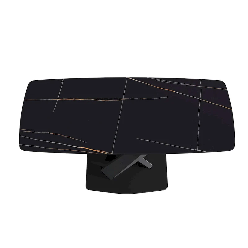 71  Modern Dining Table with Slate Stone Top and Metal Legs, Marble Dining Table