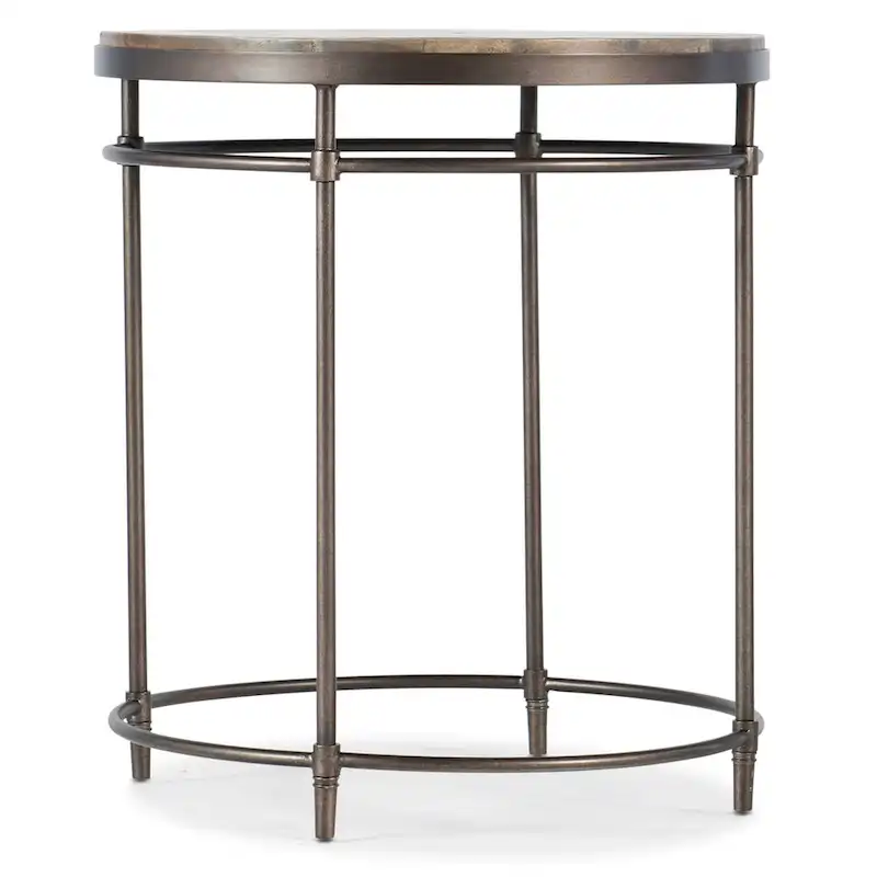 Hooker Furniture 22 Diameter Acacia Wood Top Metal Side Table from