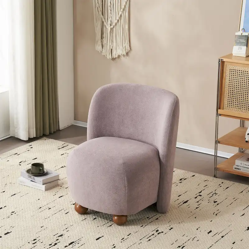 '- Eliana Modern Teddy Fabric Accent Chair with Curved Backrest and Legs
