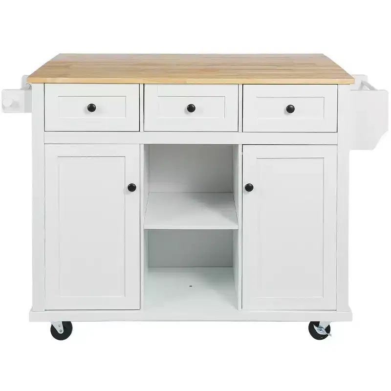 Whisen Modern Kitchen Island with Spice Rack and Towel Holder