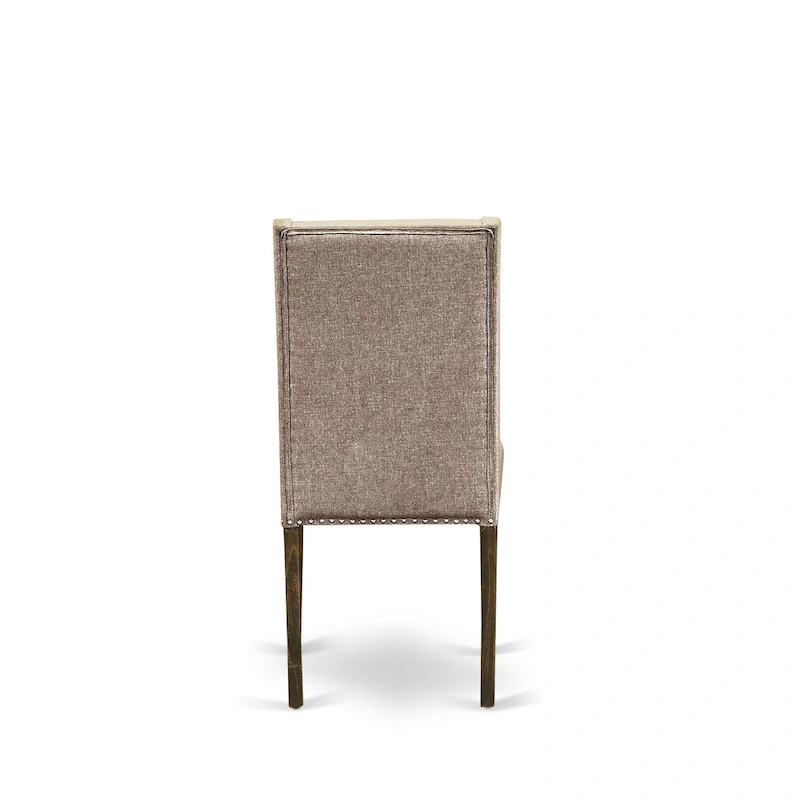 East West Furniture Dining Table Set- a Kitchen Table and Dark Khaki Linen Fabric Chairs, Distressed Jacobean (Pieces Option)