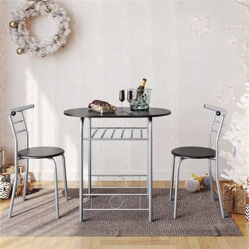 Yaheetech Modern Round Dining Table Set, 3 Piece Dining Room Sets