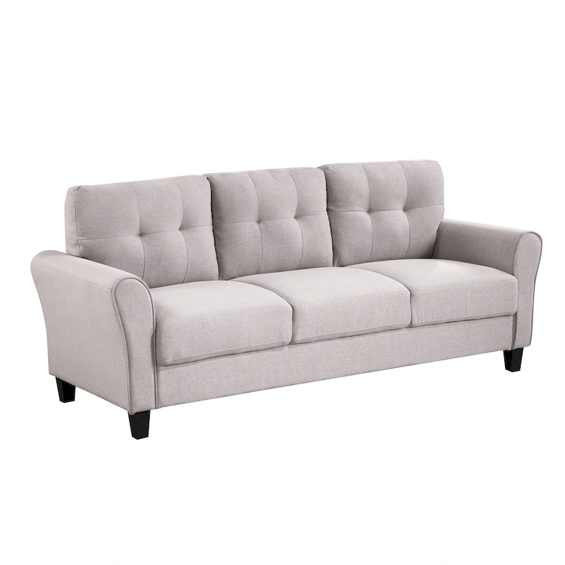 Grey Linen Upholstered Couch Sofa - 30.00 x 79.90 x 34.50