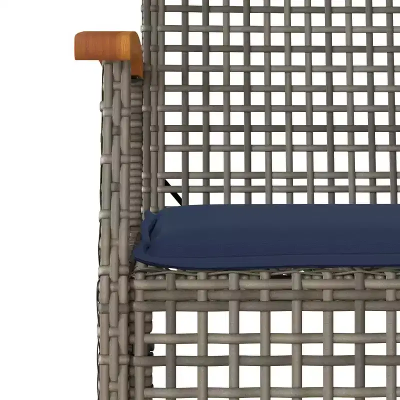 vidaXL 3 Piece Bistro Set with Cushions Gray Poly Rattan Acacia Wood