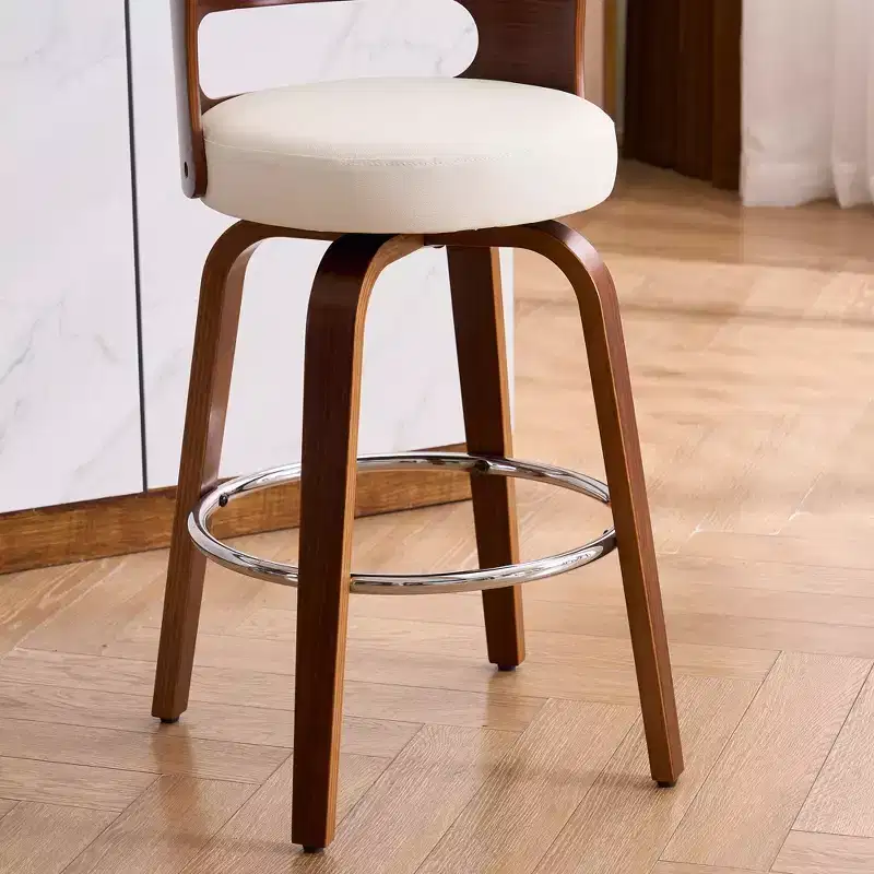 FERPIT 30 Faux Leather Swivel Counter Bar Stools with Bentwood Legs Set of 2