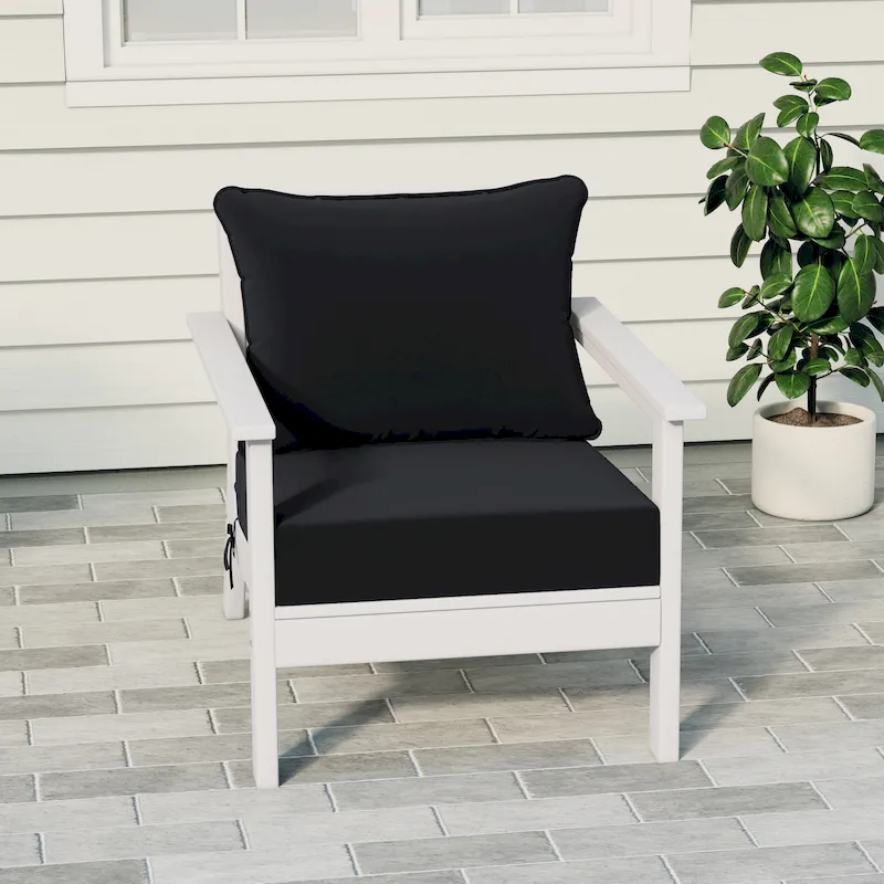 Polytrends Birchwood All Weather HDPE Outdoor Patio Deep Seating White Club Chair With Cushions (1-Piece)