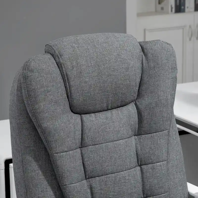 Vinsetto High-Back Executive Office Chair: Footrest, Linen-Fabric, Padded Armrests - Ergonomic