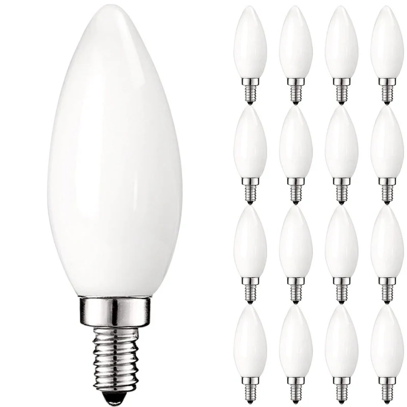 Luxrite LED Chandelier Light Bulbs, E12 Led Bulb Dimmable, 40 Watt Equivalent, 2700K Warm Whit, 360lm, UL Rated, 16 Pack