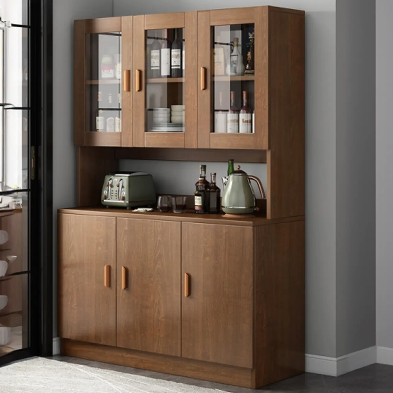 Modern Wooden Sideboard with Cabinets & Shelves