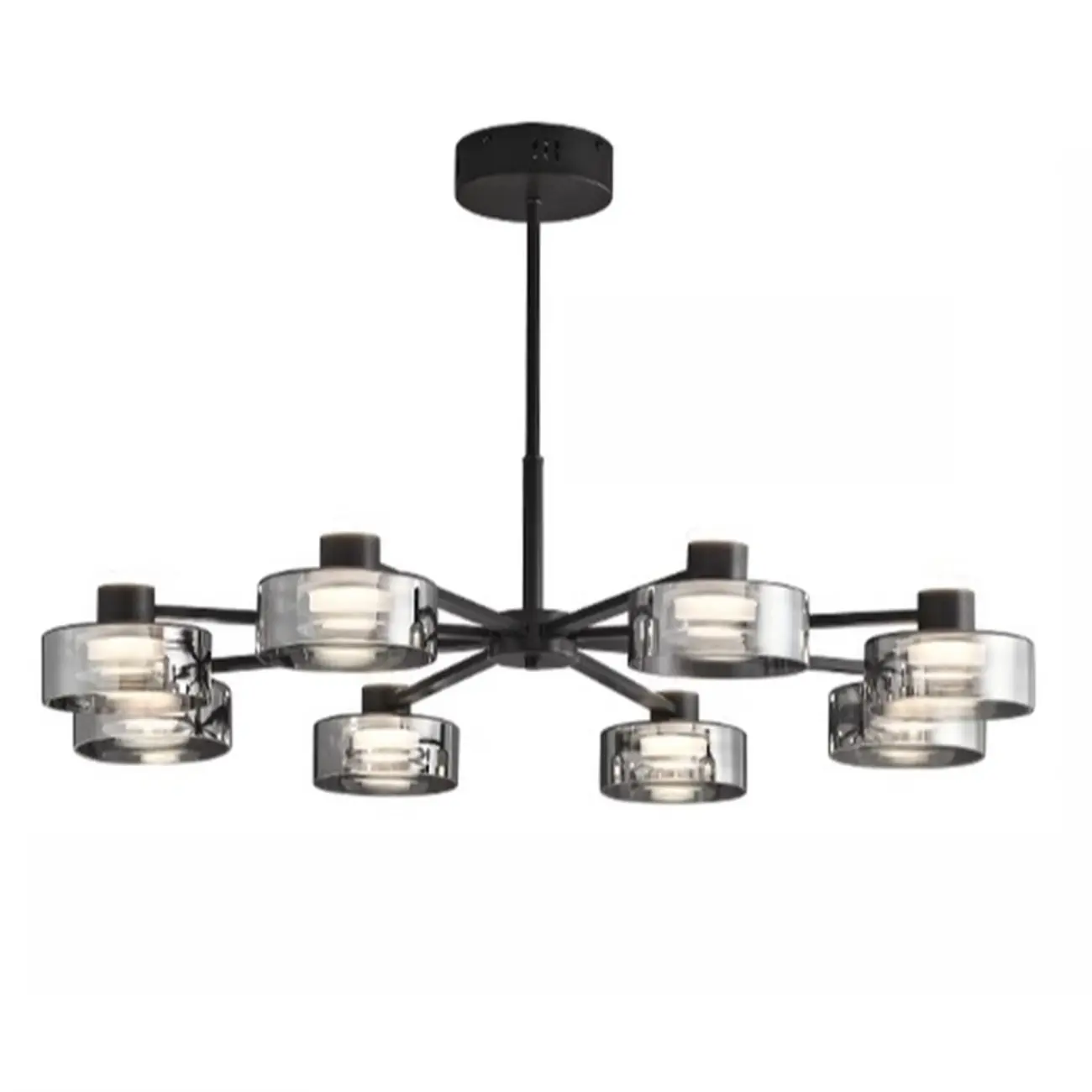 Modern Black Circle Round Glass LED Chandelier
