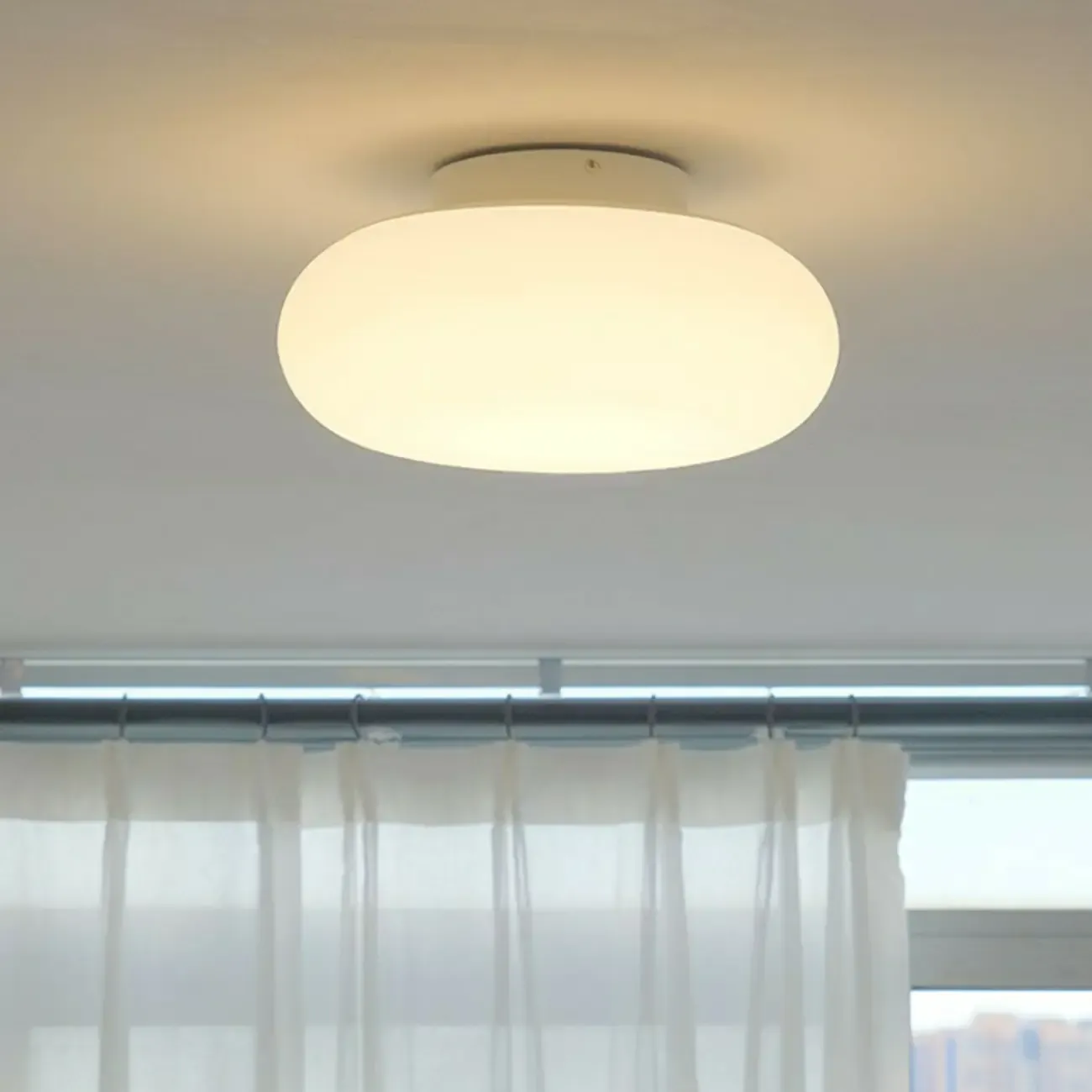 Minimalist Drum Glass Dimmable LED Semi Flush Ceiling Light