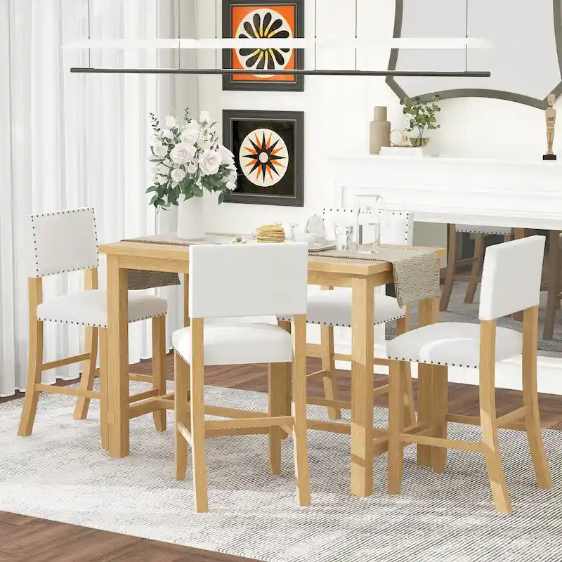 Natural Wood Wash Counter Height Dining Set, 5-Piece (Seats 4)