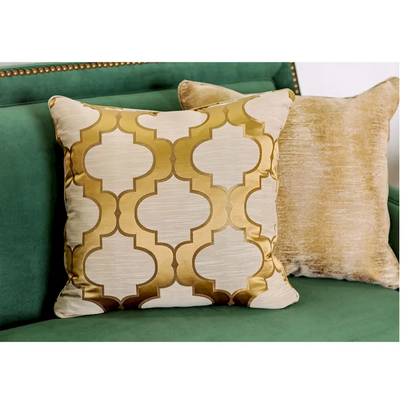 Yaur Transitional Green Fabric Upholstered Nailhead Trim Sofa by Furniture of America