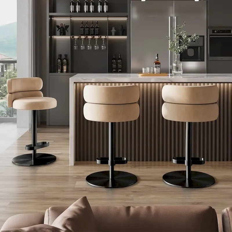 CAROCC Velvet Counter Bar stool with Height Adjustable and Swivel