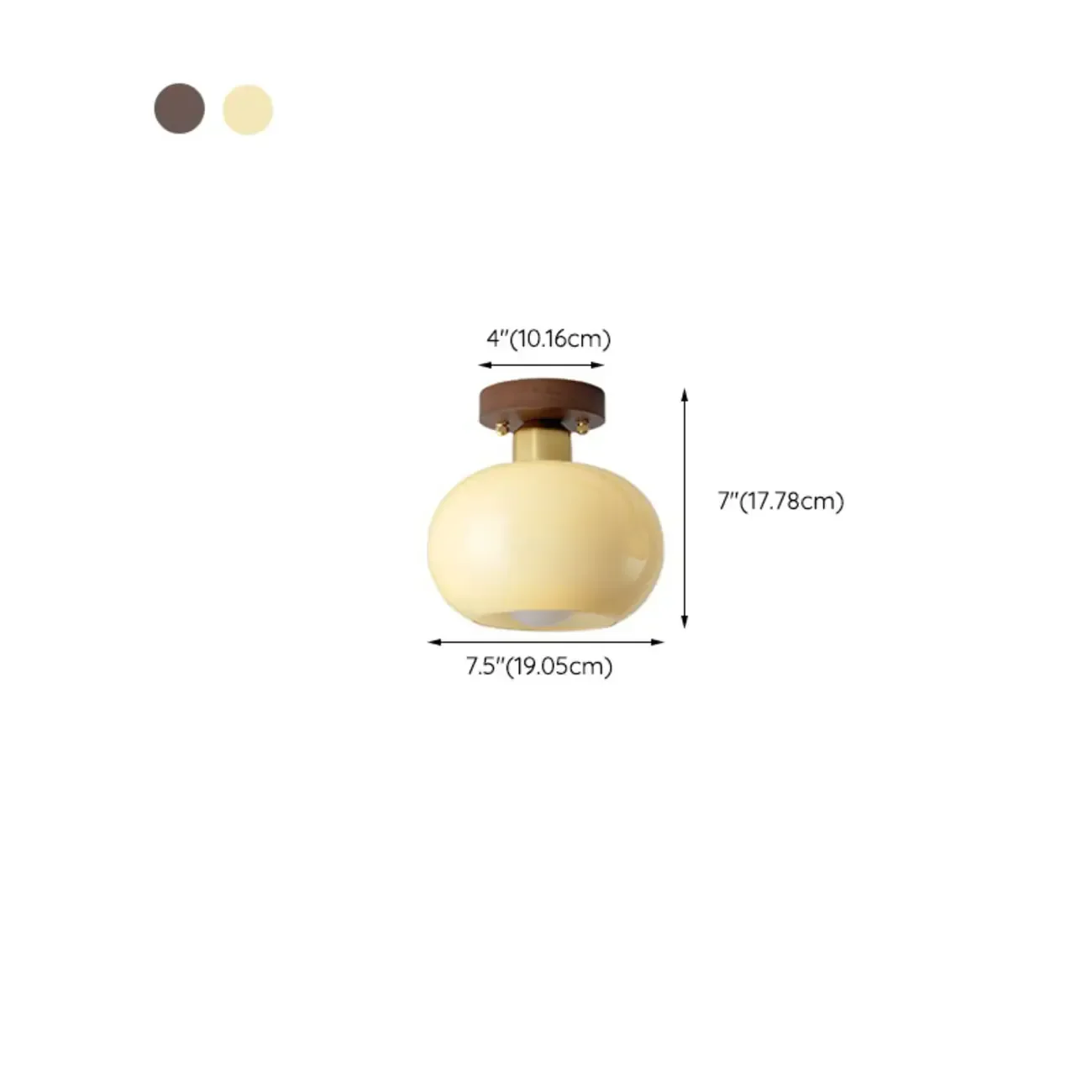 Modern Creamy 1-Light Glass Dome Semi Flush Ceiling Light