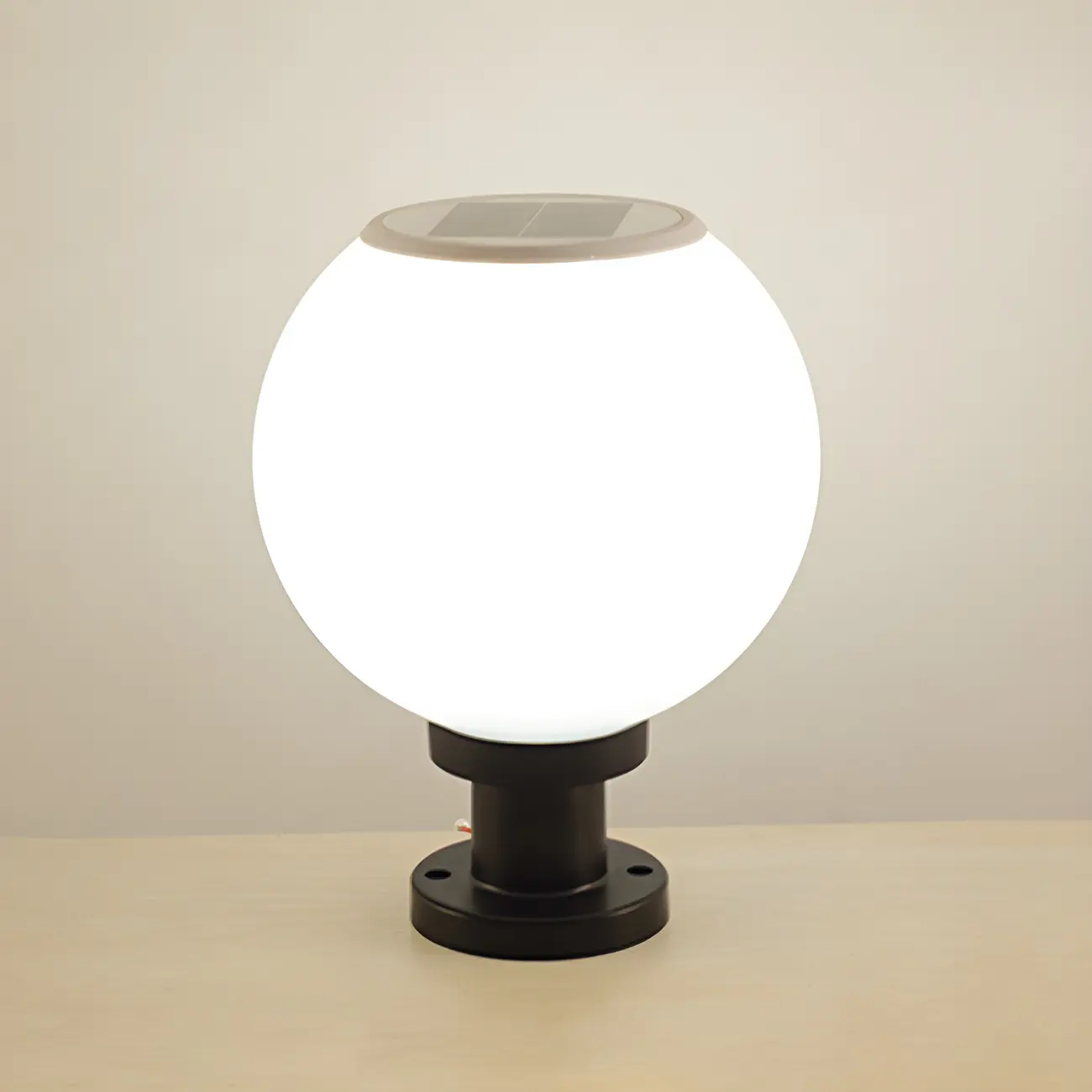 Classic Globe LED Table Lamp with White Shade for Garden