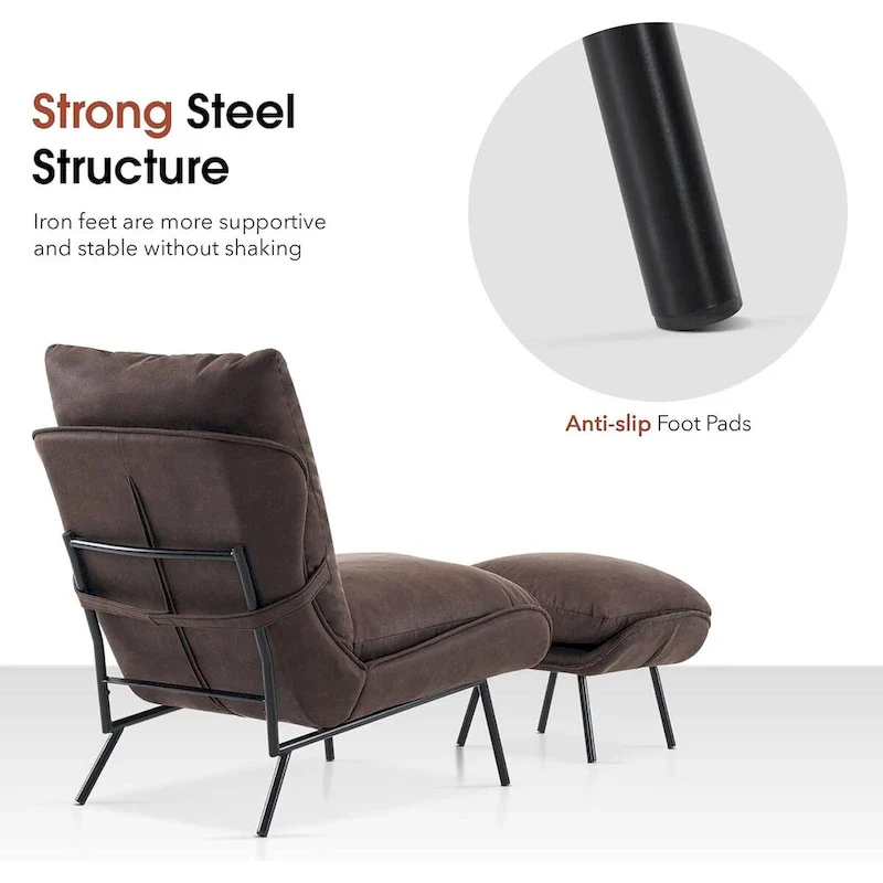 Leathaire Fabric Accent Chair with Ottoman