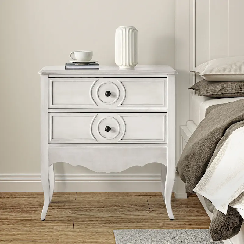 White 2-Drawer Storage Cabinet with Shelf
