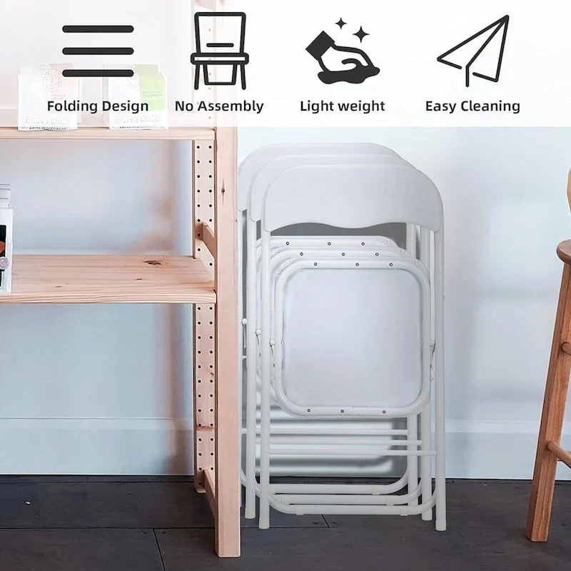 4 Folding Chairs with Cushion, with Non-Slip Feet Pads