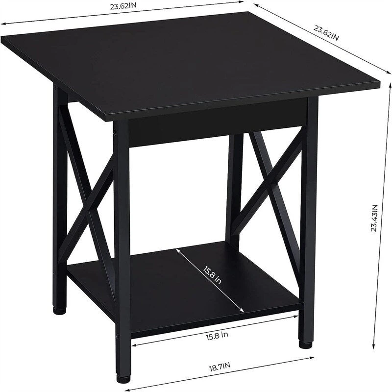 End Table 24 inch Industrial Design Large Side Table - 23.62D x 23.62W x 23.43H