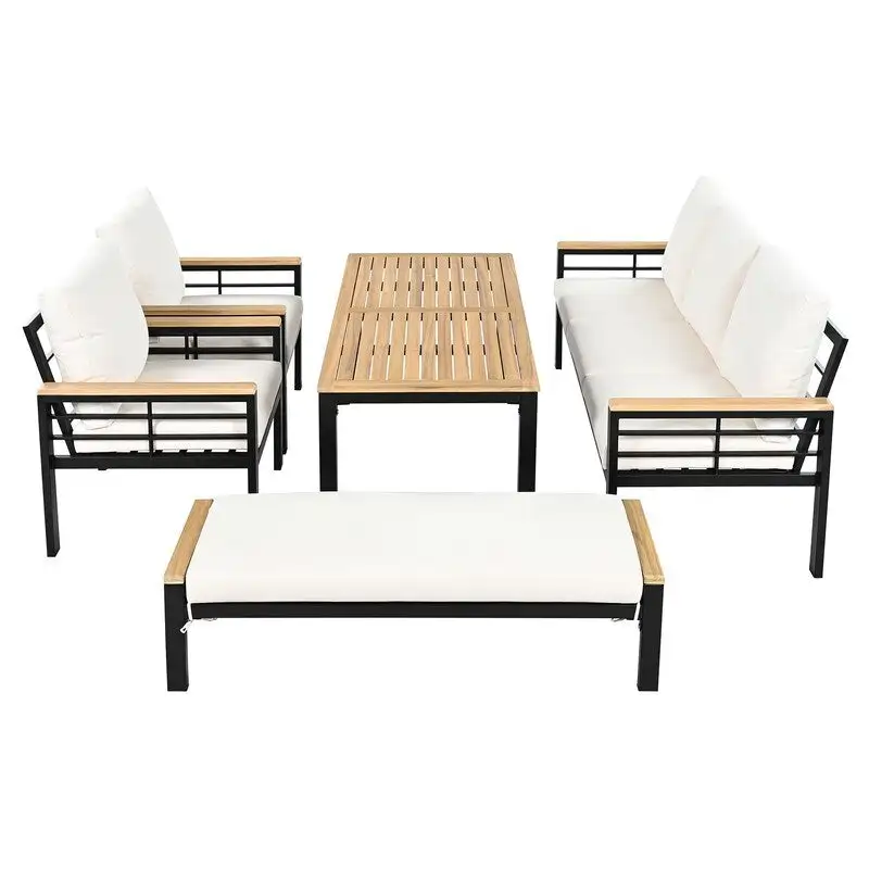 5-Piece Patio Furniture Set - Outdoor Conversation Group with 3-Seat Sofa & Cushions, Perfect for Backyard, Poolside or Garden