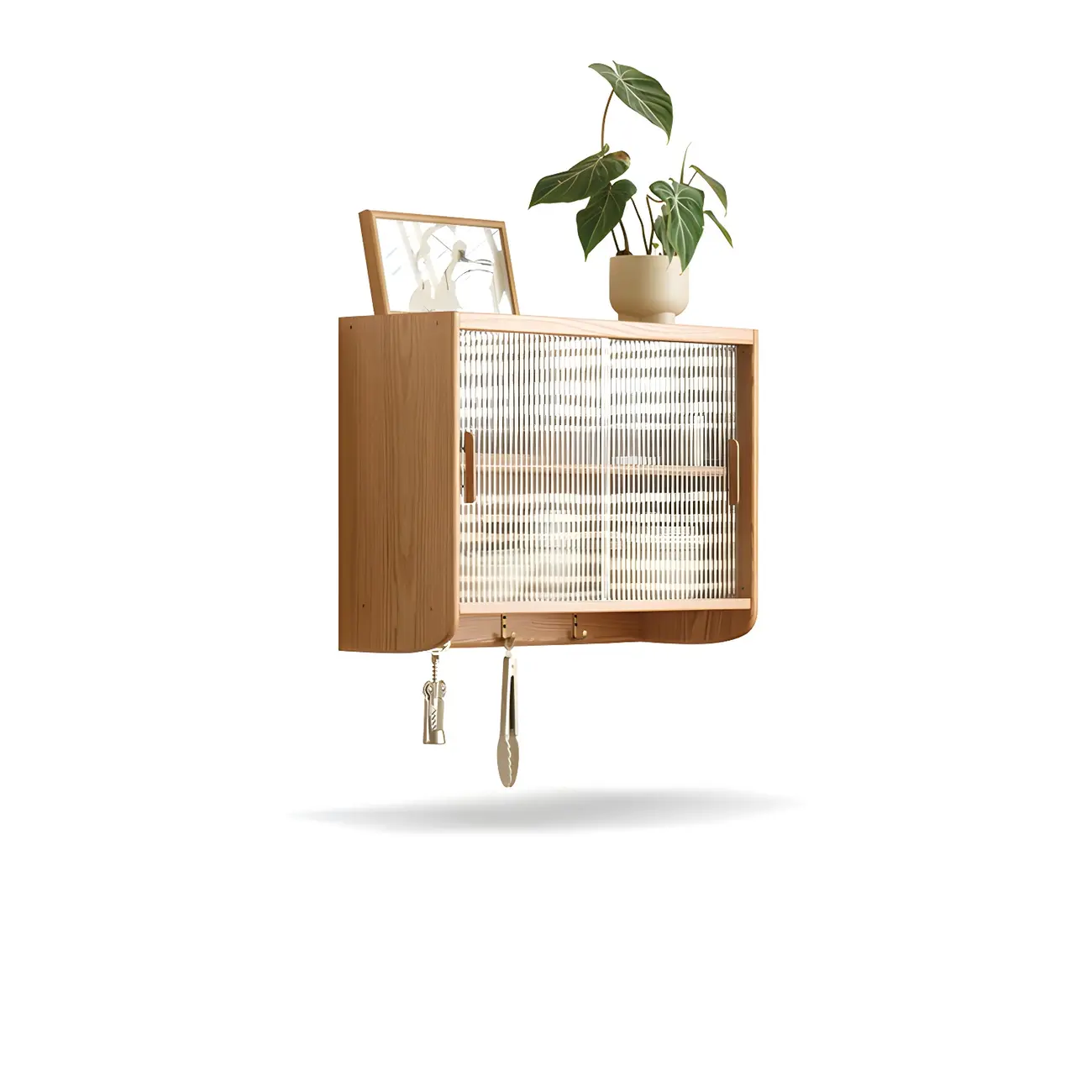 Brown Wooden Wall-Mounted Adjustable Shelves China Cabinet